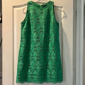 Tahari Green Sleeveless Lace Shift Dress - Womens